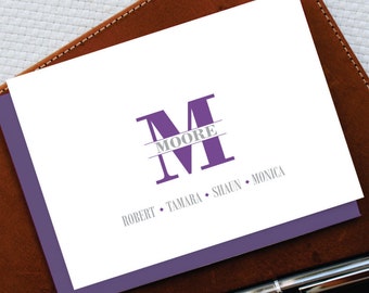Personalized Stationery Family Name Stationery Monogrammed Note Card Set, Family Custom Stationery Set Personalized Gift Housewarming FNC012