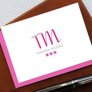 Custom Personalized Stationery Set, Personalized Stationary, Monogram Stationery, TWO INITIALS MONOGRAMMED Notecards, Gift for Her, MNC036