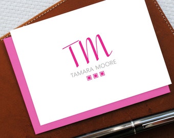 Custom Personalized Stationery Set, Personalized Stationary, Monogram Stationery, TWO INITIALS MONOGRAMMED Notecards, Gift for Her, MNC036