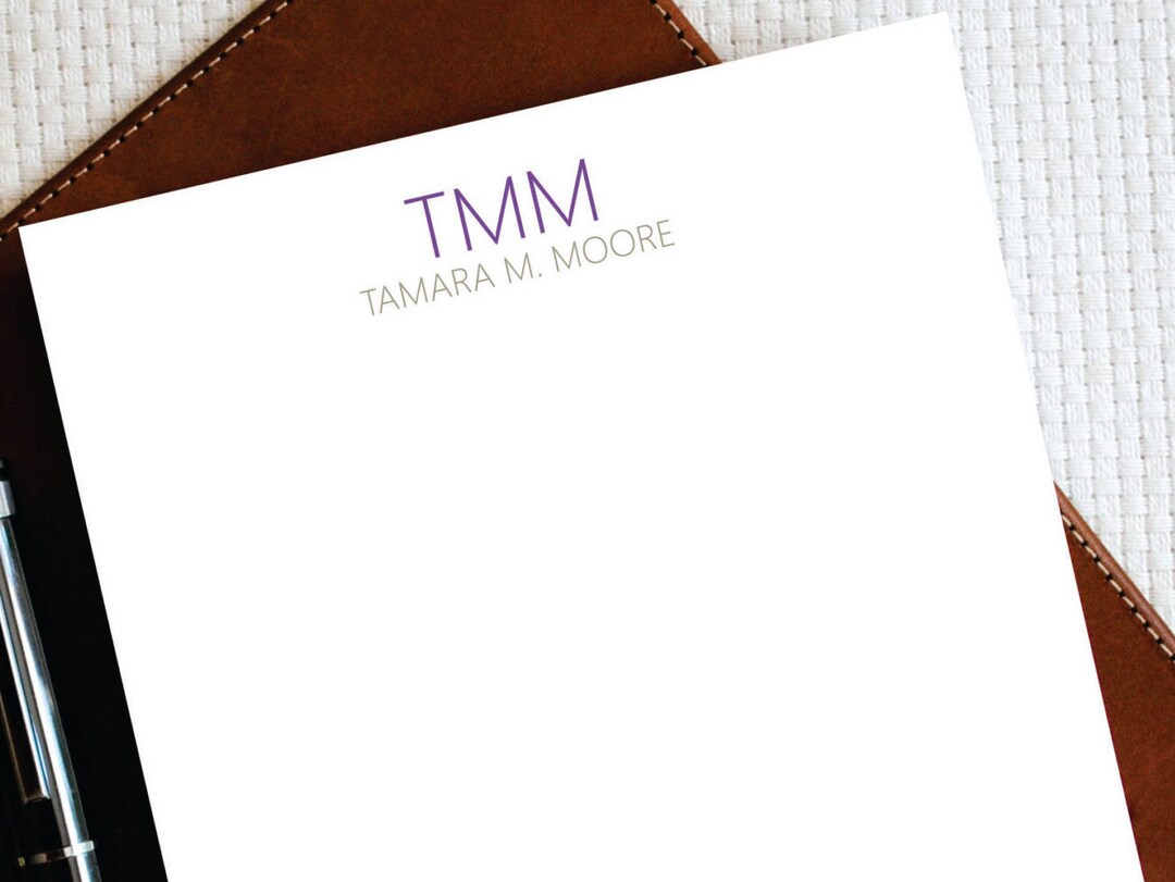Personalized Notepad,simple Monogram,stationary Personalized, Custom ...
