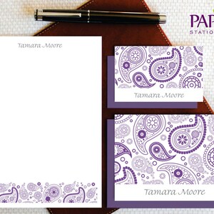 PAISLEYS Stationery Set, Personalized Stationery, Customized Note Cards, 5x7 Notepad, Pretty, Teacher Appreciation, Personalized Gift,GCS016