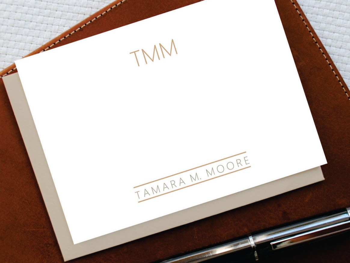 Monogram Stationery Set, Personalized Stationery, THREE LETTER Monogrammed Note Cards,Teacher Mentor Gift, Coworker Boss Gift, MNC017