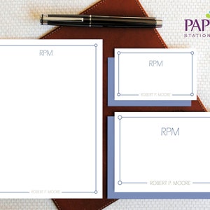Monogrammed Note Cards + Notepad, Personalized Stationary, Personalized Stationery Set, New Job Gift, Paper Anniversary Gift for Him, MCS029