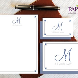 Familie gepersonaliseerd briefpapier - monogram stationair - ELEGANTe monogram briefpapier set, gevouwen notitiekaarten en notitieblok, familiecadeau - FCS003