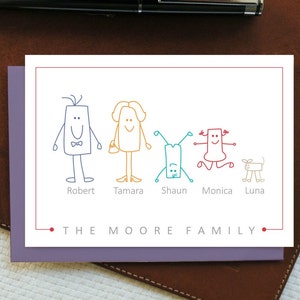 Personalized Stationery,Square Characters Family Note Card Set,10 Custom Note Cards + envelopes,Funnny Personalized Gift,Moving Gift, FNC011 image 3