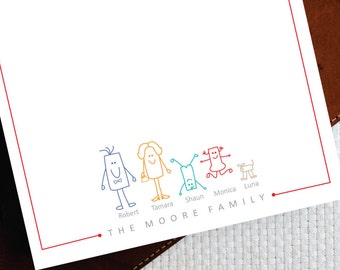 Family Stationary Personalized Notepad – SQUARE CHARACTERS  Custom Notepad -  5 x 7 inches Cute Notepad - FNP011