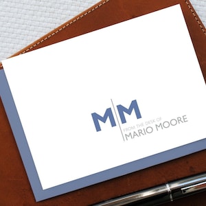 Vom Schreibtisch der Monogramm-Notizkarten mit Initialen und Name, maskulines benutzerdefiniertes Briefpapier-Set, professionelle Korrespondenzkarten, Geschenk für Männer
