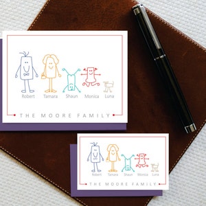 Personalized Stationery,Square Characters Family Note Card Set,10 Custom Note Cards + envelopes,Funnny Personalized Gift,Moving Gift, FNC011 image 2