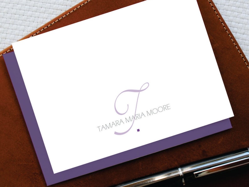 Personalized Stationery, Initial and Name Note Cards, Custom Stationary