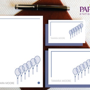 Papelaria personalizada para tênis Estacionário personalizado APENAS RAQUETES DE TÊNIS Cartões de nota e bloco de notas Conjunto de papelaria para tênis Presente de tênis TCS005