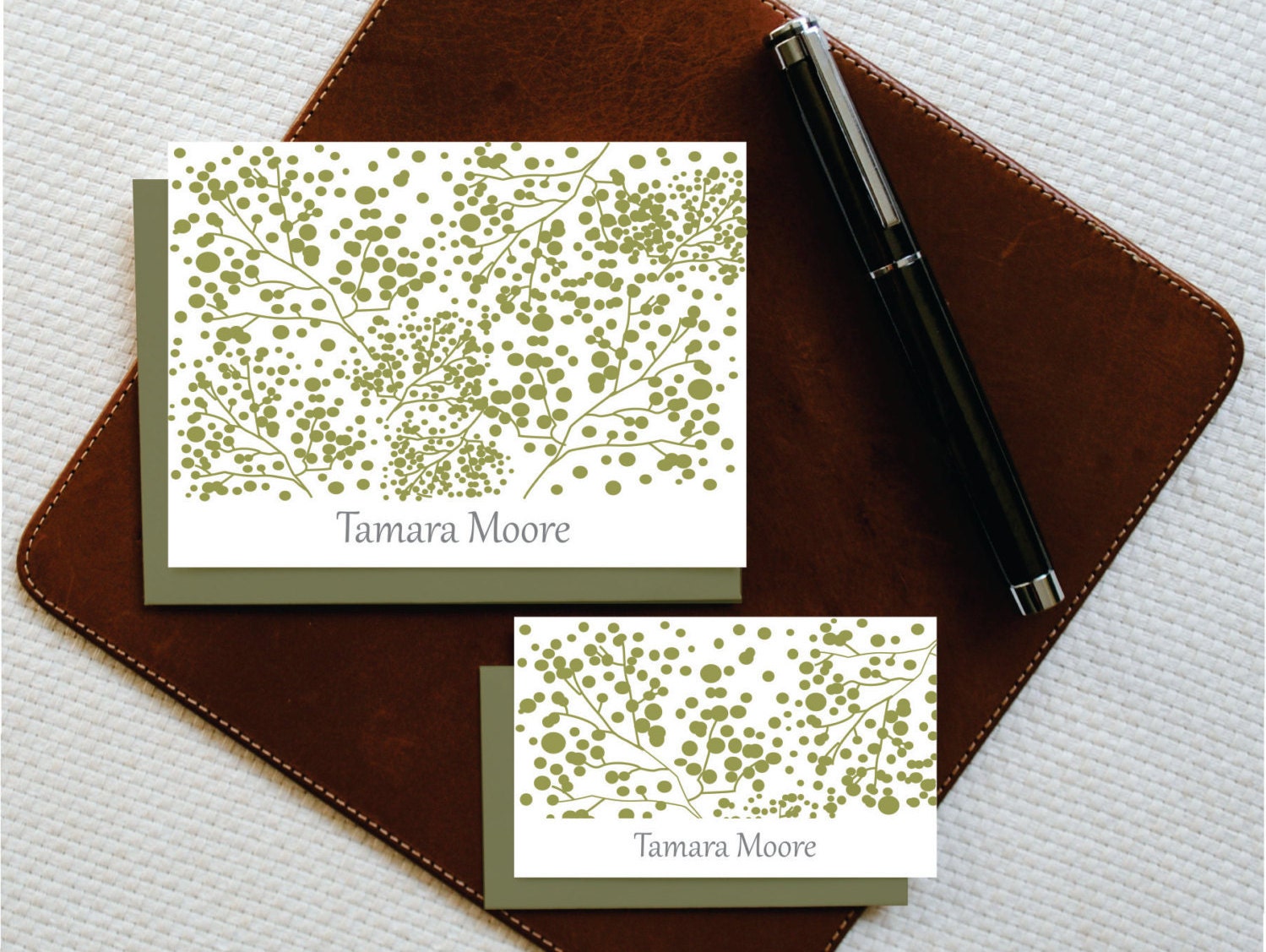Personalized Stationery Note Card Set - BUSH - Custom Stationery Folded ...