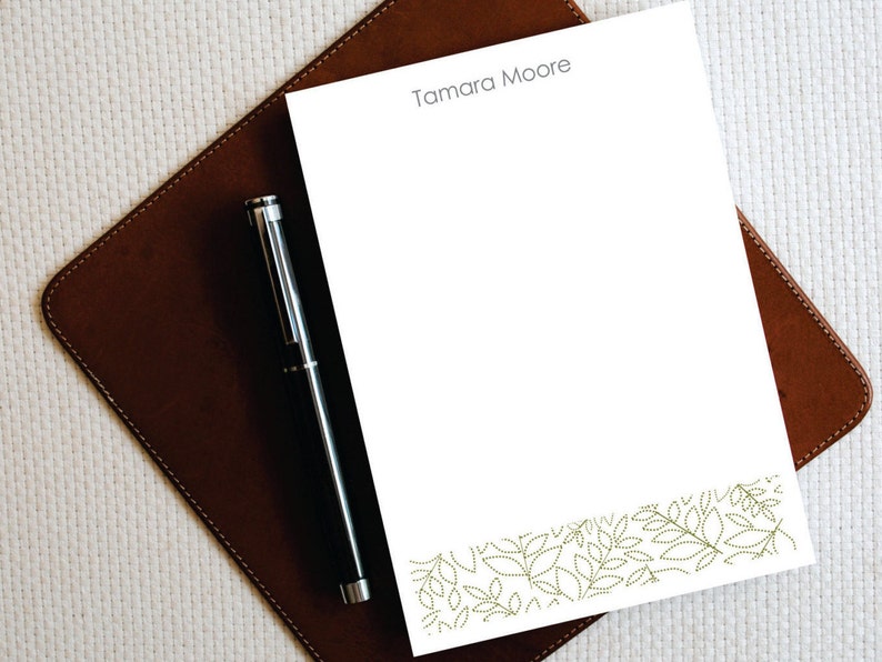 Custom Personalized Notepad Personalized Stationary DOTTED LEAFS Custom Letterhead Womens Stationery Mother in Law Gift for Her GNP011A
