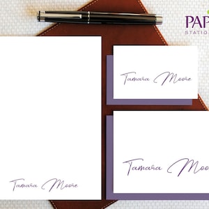 Simple Callygraphy Personalized Stationery, Boxed Stationery Gift Set, Custom Note Cards and Notepad, Custom Stationary Set, Gift for Her