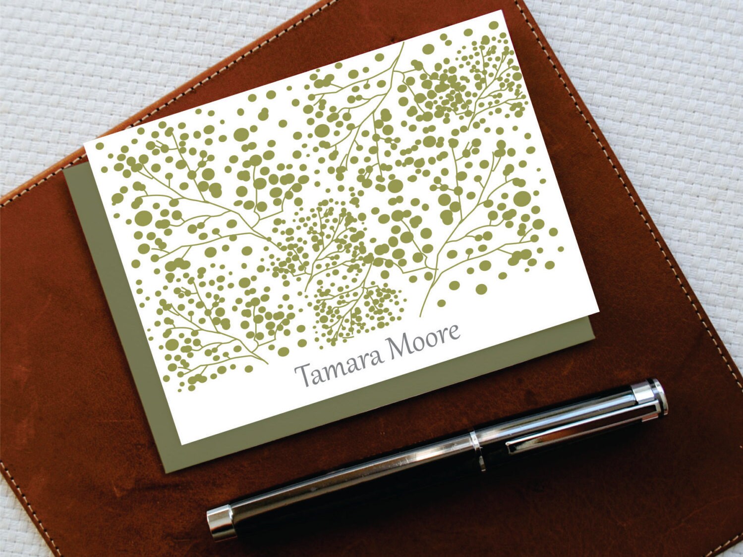 Personalized Stationery Note Card Set - BUSH - Custom Stationery Folded ...