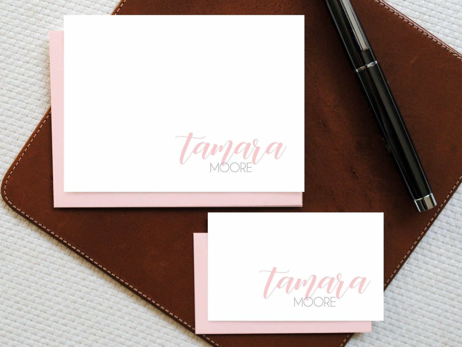 Personalized Note Cards With Name in Calligraphy Script, Custom ...