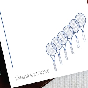 Personalized Stationery Notepad, TENNIS RACKETS 5x7 inches Notepad, Sports Notepad, Desk Notepad, Tennis Coach Gifts, Personalized Gift