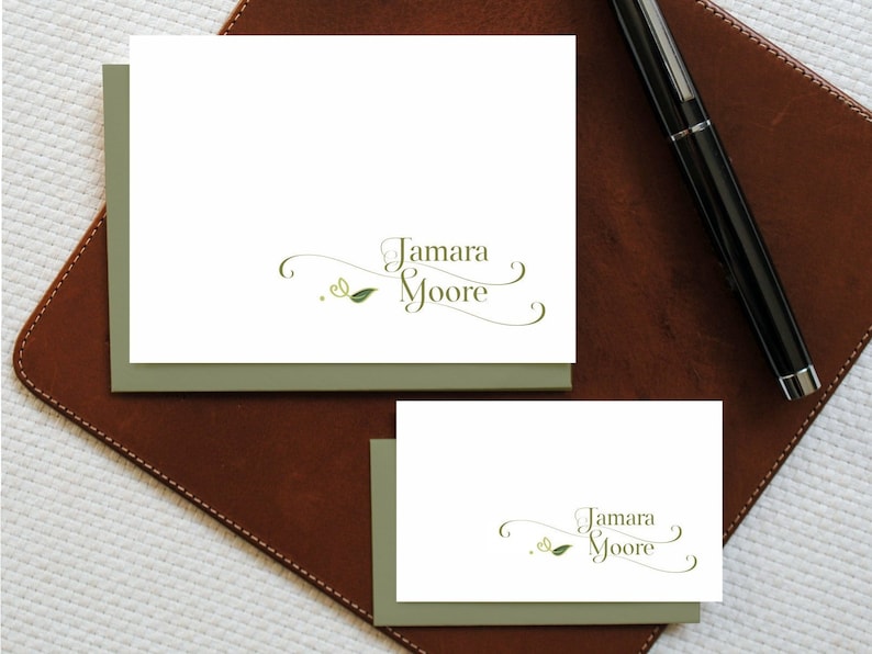 Personalized Note Cards with Name Nature Inspired Monogram Etsy