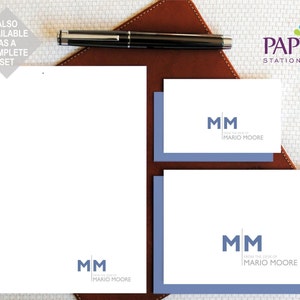 From the Desk of Monogram Note Cards With Initials and Name, Masculine ...