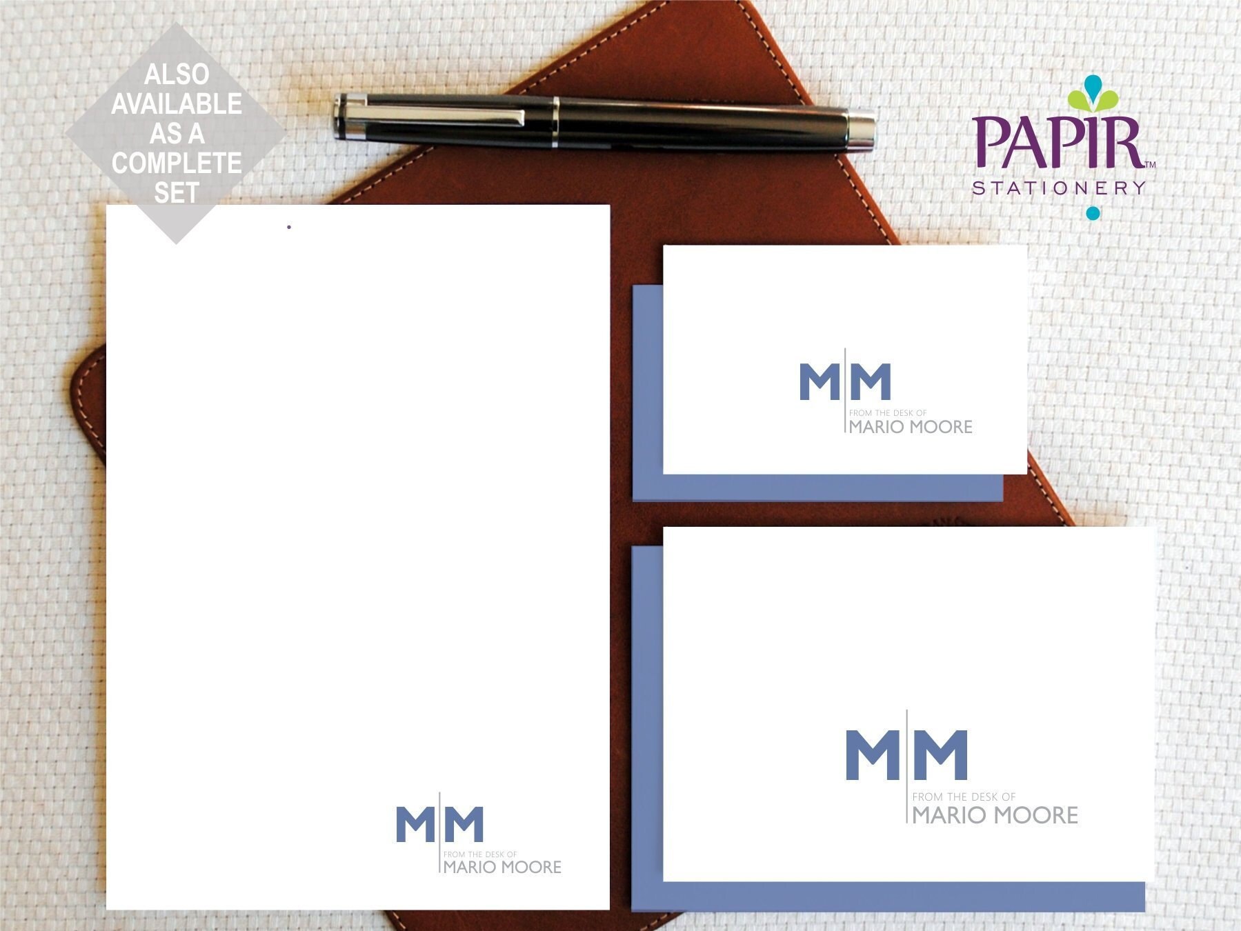 From the Desk of Monogram Note Cards With Initials and Name, Masculine ...