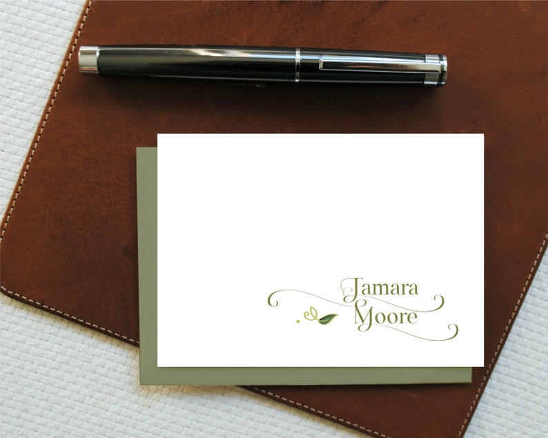 Personalized Note Cards with Name Nature Inspired Monogram Etsy