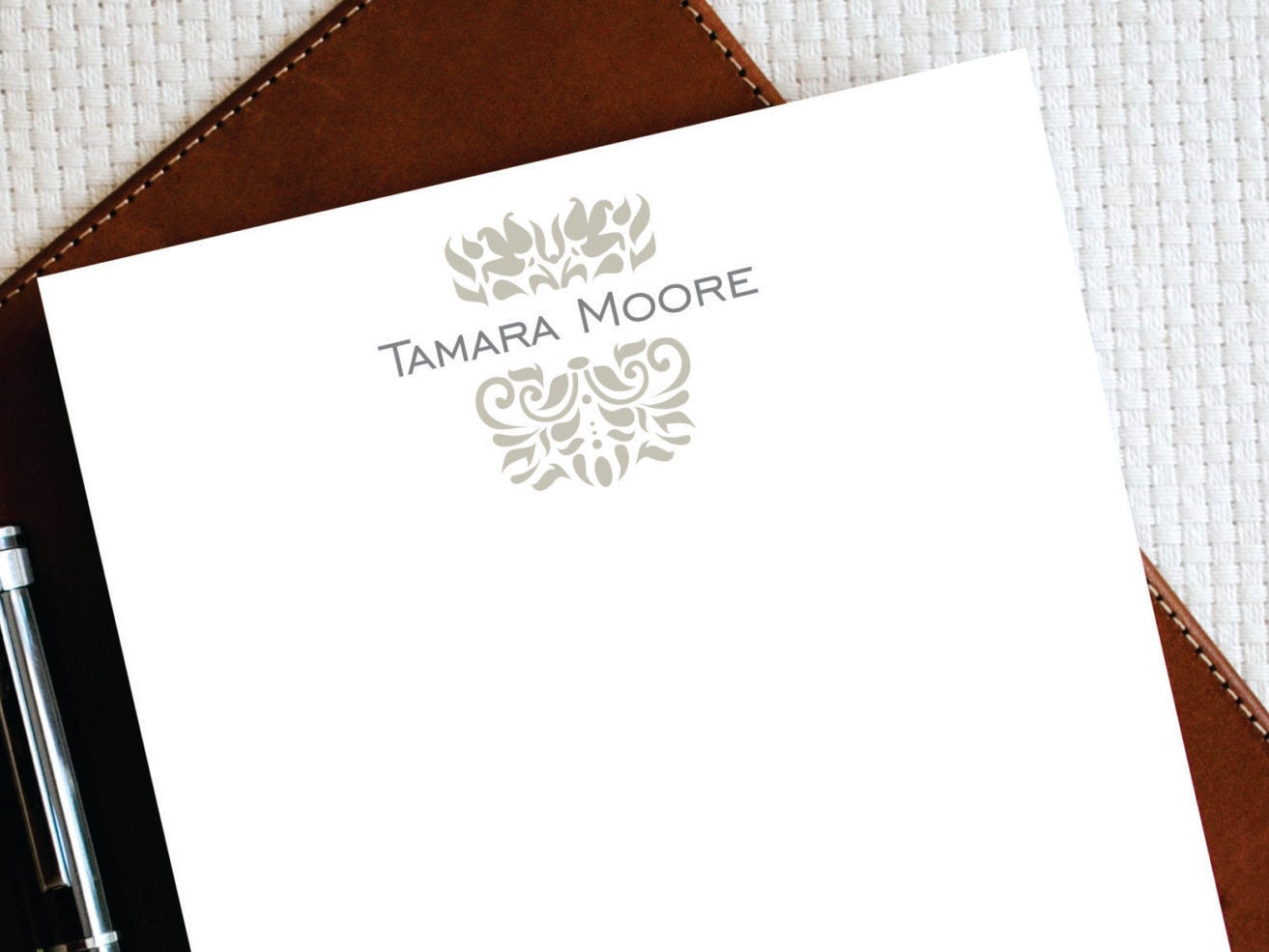 Personalized Writing Paper Pad DAMASK Letterhead 5x7 Etsy