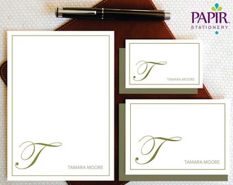 Personalized Stationery Set, Initial Monogram Note Cards & Notepad, Custom Stationery, Gift for Her