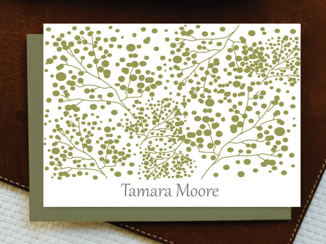 Personalized Stationery Note Card Set - BUSH - Custom Stationery Folded ...