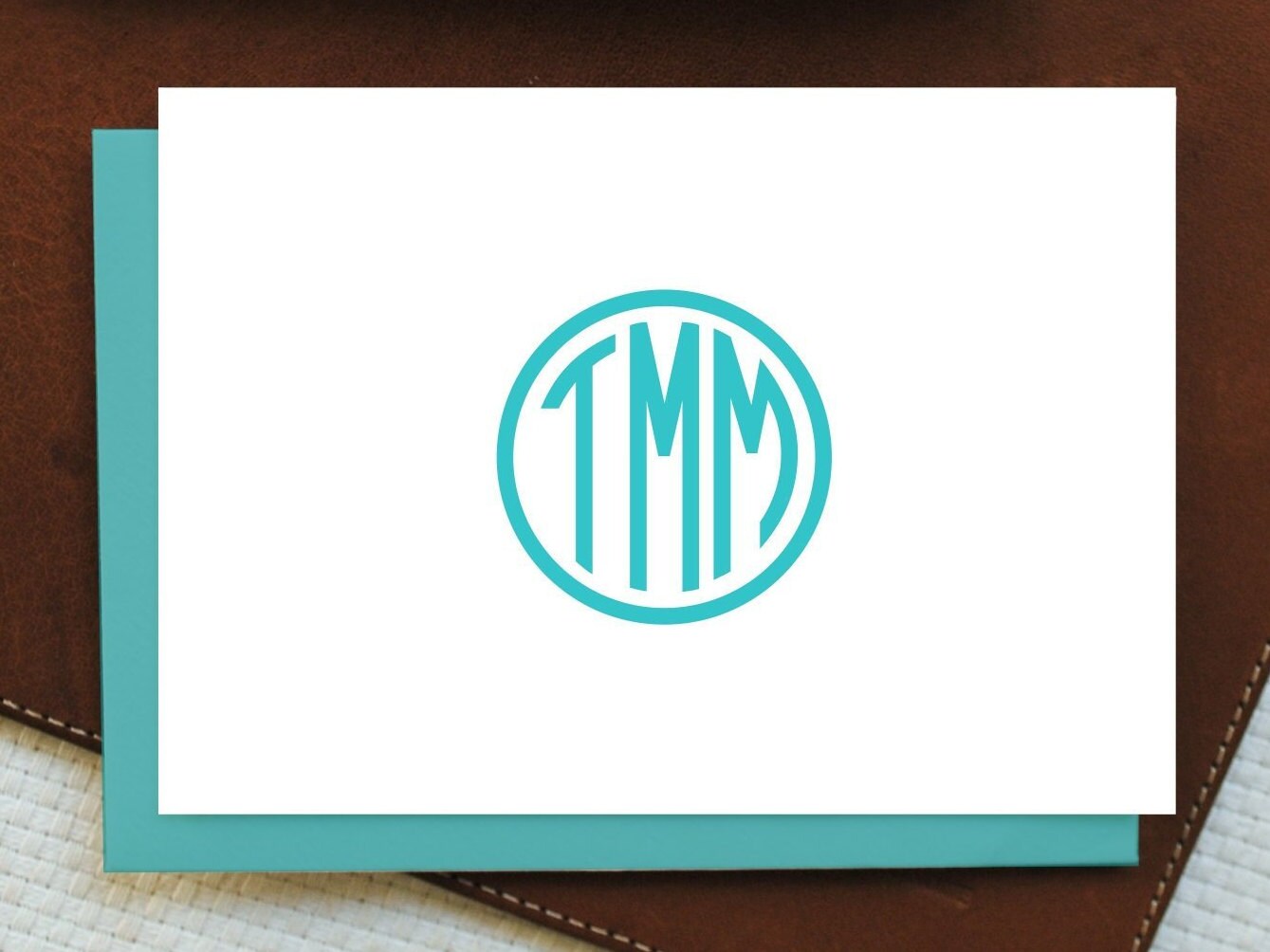 Circle Three Letter Monogram Note Cards, Personalized Stationery Set of ...