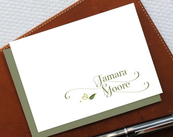 Personalized Note Cards with Name, Nature Inspired Monogram Stationery Set, Personalized Stationary, Monogramed Notecards, Gift for Her