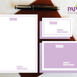 BOLD MONOGRAM Conjunto de papelería personalizado, Tarjetas de notas/Tarjetas de gabinete de regalo con sobres, Bloc de notas personalizado, Regalo de cumpleaños de esposa, MCS001