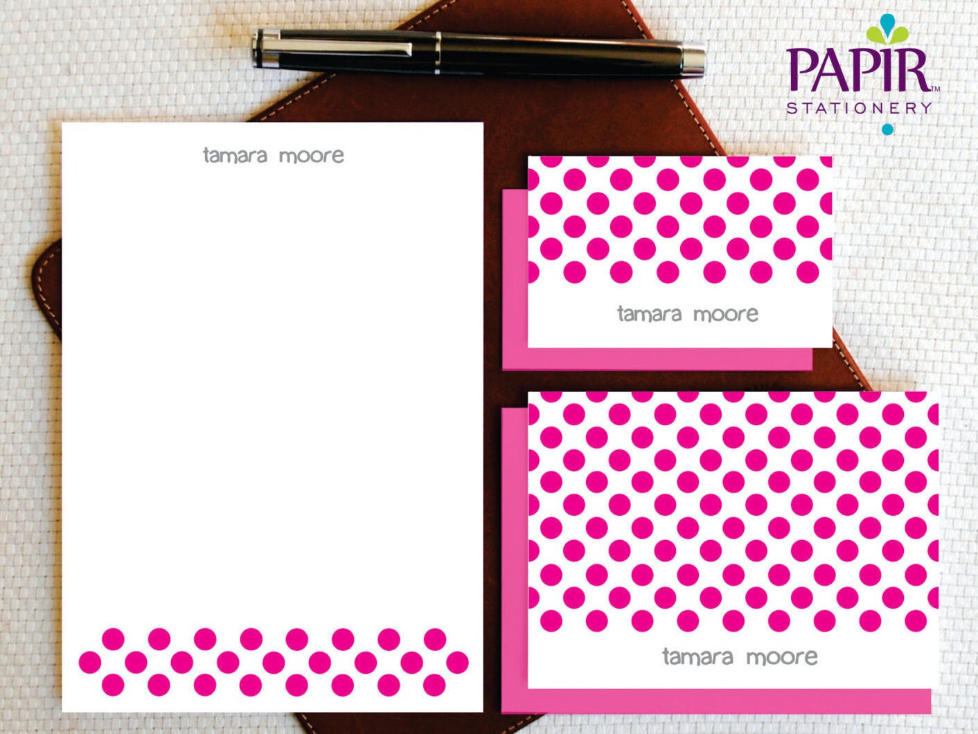 Personalized Stationery POLKA DOTS Custom Folded Note Cards Etsy