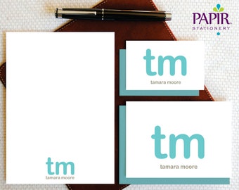 Personalized Stationary for Teen Girls, Monogram Personalized Stationery Set, LOWERCASE MONOGRAM  Note Cards, Mini Cards and Notepad, MCS009