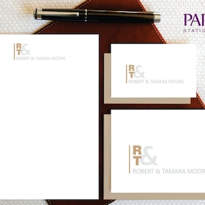 Set di cancelleria personalizzato - Cancelleria personalizzata - Biglietti e blocco note MONOGRAMMA TU E IO - Cancelleria monogramma di coppia - Fcs015