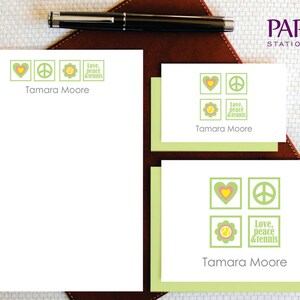 Tennis Cancelleria personalizzata Cancelleria personalizzata AMORE, PACE & TENNIS Biglietti e blocco note Set di cancelleria da tennis, Regalo tennis TCS006