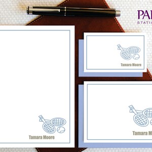 Set di cancelleria personalizzato, cancelleria personalizzata, RACCHETTE DA TENNIS Biglietti da visita personalizzati, blocco note, regali da tennis, regalo personalizzato, TCS002