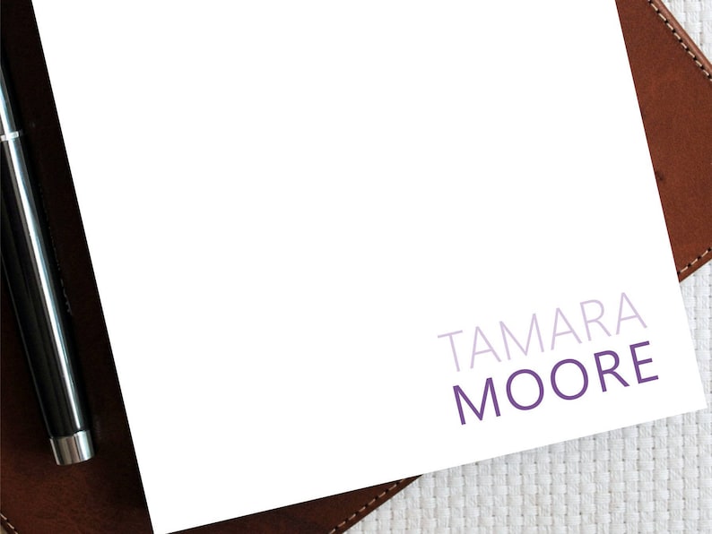 Personalized Stationery Notepad, Custom Printed Name Stationery, TWO