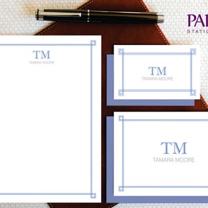 Professionelles Briefpapier, personalisiertes Briefpapier-Set, BUSINESS CASUAL-MONOGRAMM-Briefpapier - Notizkarten, Mini-Notizkarten und Notizblock, MCS002