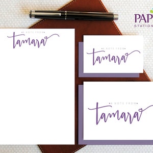 Personalized Stationery Set, Script Type Font Monogrammed Note Cards and Notepad, Select Color, BFF Gifts for Woman, Bridesmaid Gift, MCS034