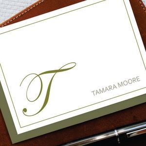 Cartes de correspondance pliées personnalisées MONOGRAMME CLASSIQUE, notes de remerciement, ensemble de papeterie monogramme personnalisé, cadeau d'épouse personnalisé, MNC023