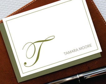 CLASSIC MONOGRAM Personalized Folded Note Cards, Thank You Notes, Custom Monogrammed Stationary Set , Personalized Wife Gift, MNC023