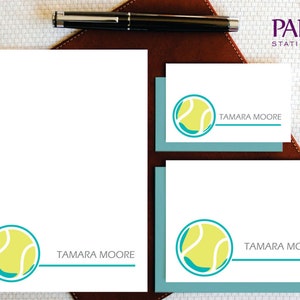 Tennis Briefpapier Personalisiert - Personalisiertes Briefpapier - ABSTRAKTE TENNIS BALL Notizkarten und Notizblock - Tennis Briefpapier Set