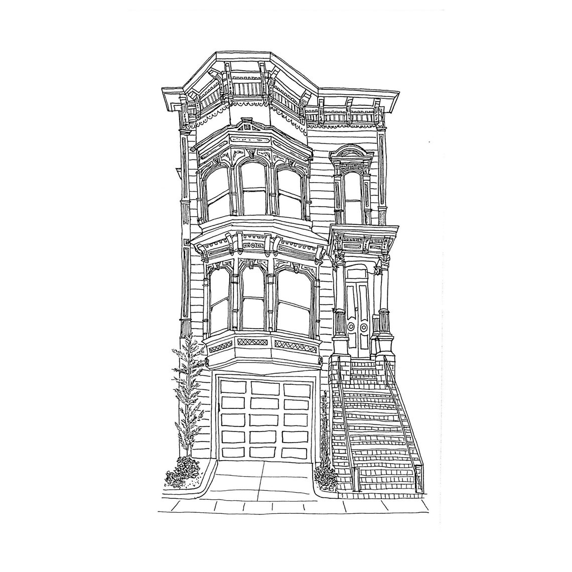 The 'Full House' House Illustration | Etsy