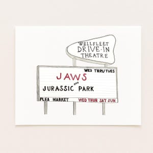 Wellfleet Drive-In Art Print | Cape Cod | Gouache, Watercolor, and Ink