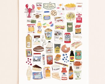 New England Foods Art Print | Watercolor and Ink