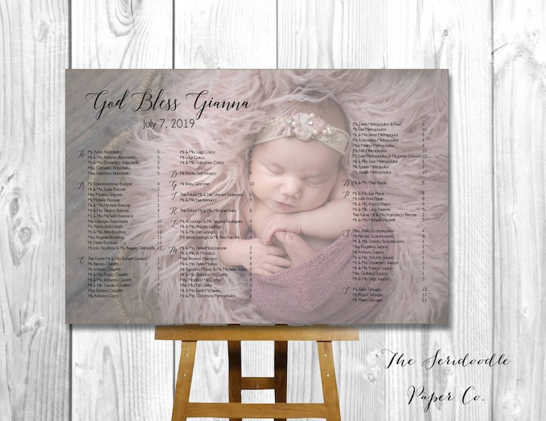 Photo Seating Chart Sign Baby Baptism, Christening, Communion, Party Digital File PDF Printable image 3