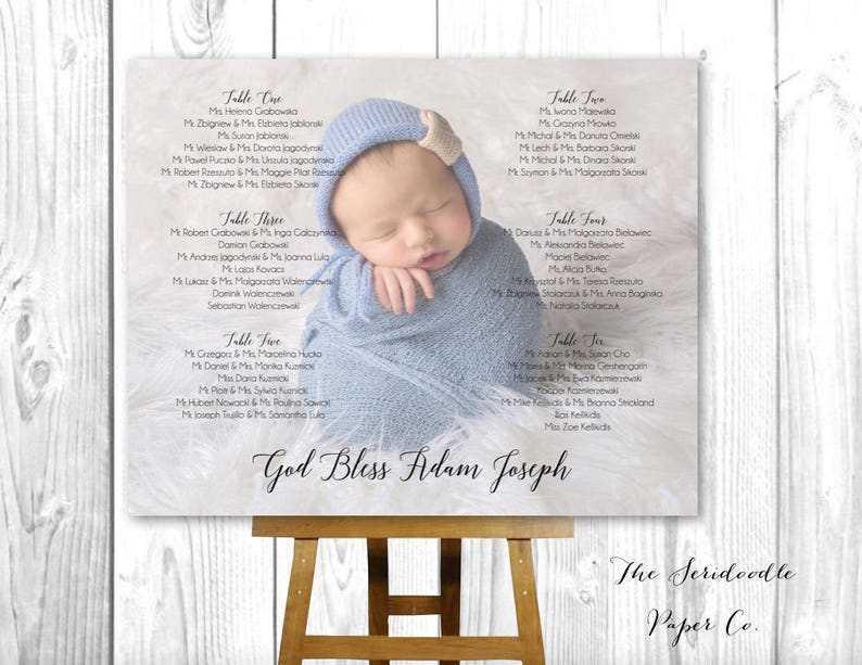 Photo Seating Chart Sign Baby Baptism, Christening, Communion, Party Digital File PDF Printable image 4