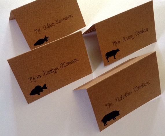 Items Similar To Meal Choice Place Cards Escort Cards Pork Beef 