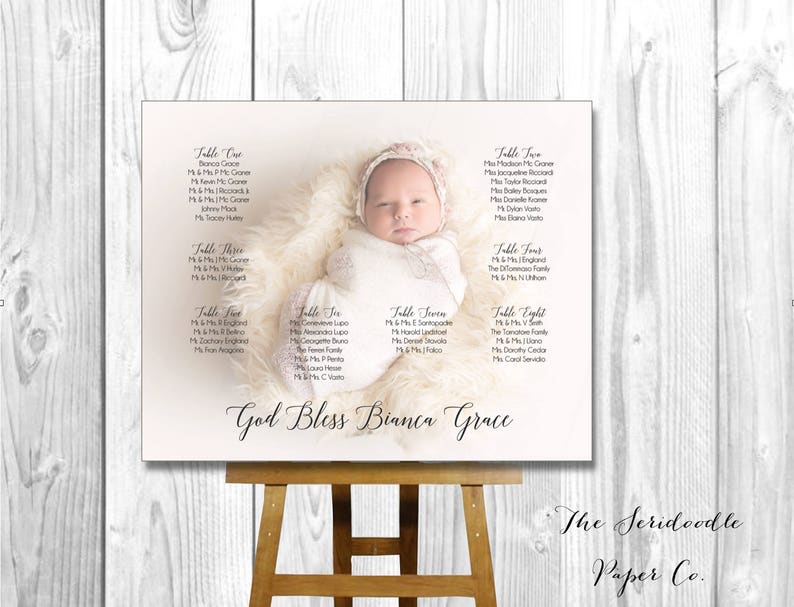 Photo Seating Chart Sign Baby Baptism, Christening, Communion, Party Digital File PDF Printable image 1