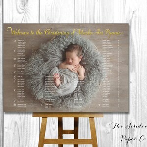 Photo Seating Chart Sign Baby Baptism, Christening, Communion, Party Digital File PDF Printable image 2