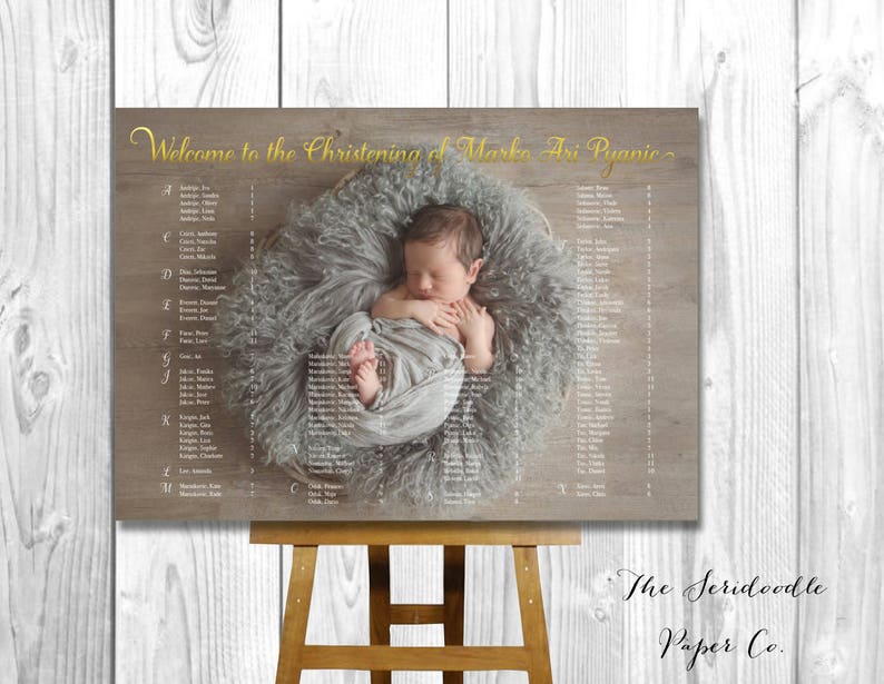 Photo Seating Chart Sign Baby Baptism, Christening, Communion, Party Digital File PDF Printable image 2